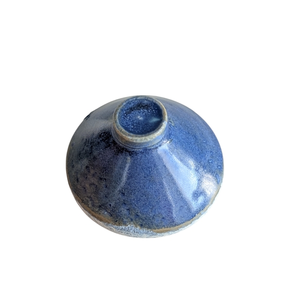 Vintage Mid-Century Modern Blue Art Pottery Vase / Candleholde/Ashtray - Picture 13 of 16